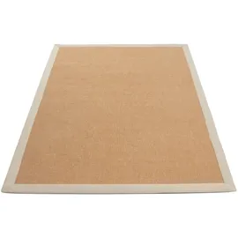 carpetfine Sisalteppich CARPETFINE "Sisal , auch als Läufer erhältlich", beige (creme), B:160cm H:5mm L:230cm, Sisal, Teppiche, Sisalteppich, mit farbiger Bordüre, Anti Rutsch Rückseite, viele Größen, Wohnzimmer