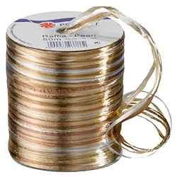 PRÄSENT Geschenkband Raffia glänzend braun/beige/gold 3,0 mm x 50,0 m