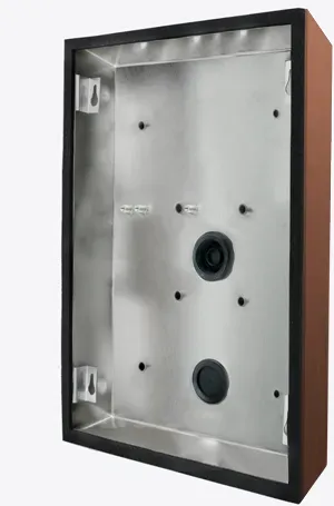 DoorBird D2109V/D2111V/D2112V/D2113V/D2114V Aufputz Montagerückgehäuse Bronze-Optik als PVD Beschichtung, Edelstahl, gebürstet