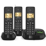 Gigaset PURE 100 AM Trio・Analoges/DECT-Telefon・Kabelloses Mobilteil・Freisprecheinrichtung・50 Eintragungen・Anrufer-Identifikation・Schwarz (L36852-H3125-R111)