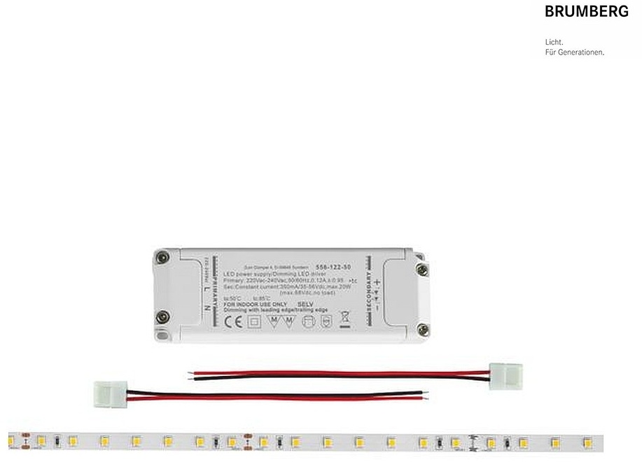 Brumberg LED QualityFlex® BB Flexband Set, IP00, 4.8W/m 4000K 120°, 500cm + 25W LED Treiber + 2 Kabel BRUM-15291004