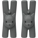 Alessi LAMPO,Set 2 MOLLETTE Nero, thermoplastischem Harz, Mehrfarbig, One Size