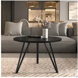 design möbel Moderner Runder Couchtisch - Metallgestell, Laminierte Tischplatte, 67 cm