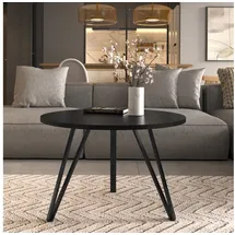 design möbel Moderner Runder Couchtisch - Metallgestell, Laminierte Tischplatte, 67 cm