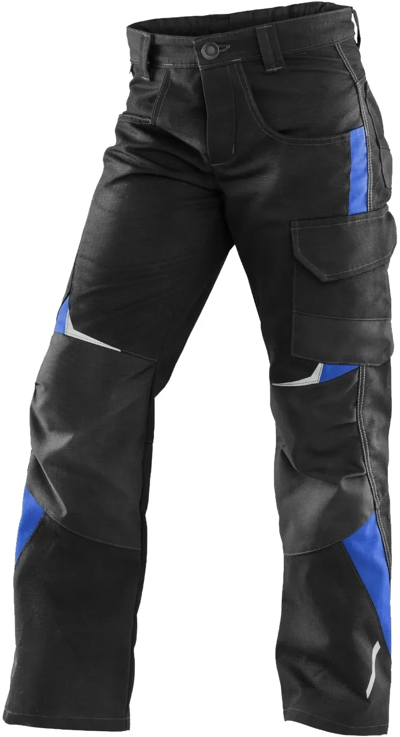 Arbeitsbundhose KÜBLER "Kübler Bekleidung 22245353-9946 Kübler", Kinder, Gr. 116, EURO, schwarz (schwarz, kornblau), Obermaterial: 65% Polyester PES. 35% Baumwolle CO., Hosen Arbeitsbundhose