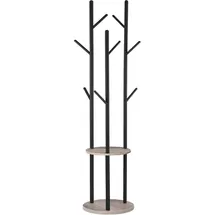luxuskollektion Garderobenständer Baumform 8 Haken 2 Ablagen Schwarz