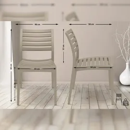 CLP Ares Gartenstuhl 48 x 58 x 82 cm schlamm 2er Set