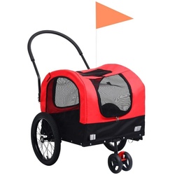 vidaXL Fahrradhundeanhänger 2-in-1 Fahrradanhänger für Hunde und Buggy Rot und Schwarz rot|schwarz