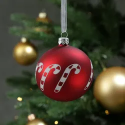 Christbaumkugel Zuckerstange Weihnachtskugel Glas D: 8cm matt rot