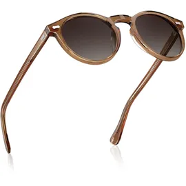 Carfia Sonnenbrille Herren Polarisiert Retro Rund Acetat-Rahmen, UV 400