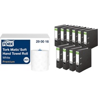Tork Matic weiches Rollenhandtuch Premium 290016 - H1 Premium Handtuchrollen für Rollenhandtuchspender & Original DINOR Ordner-Wolkenmarmor-Recycling - Made in Germany. 10er Pack 8 cm