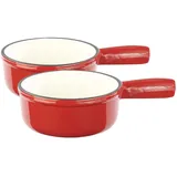 Rosenstein & Söhne 2er-Set Käsefondue-Töpfe aus Gusseisen, 16 cm