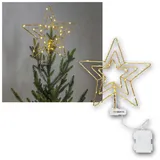 Star Trading LED Dekoobjekt Baumspitze TOPSY 3er Stern gold, 30 LEDs ww, IP44, warmweiß