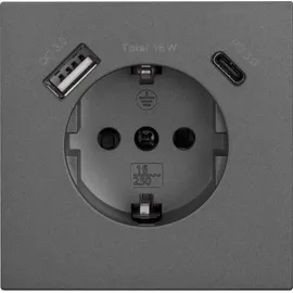 McPower Schuko-Steckdose 1x USB-C 18 W Schwarz 1 St.