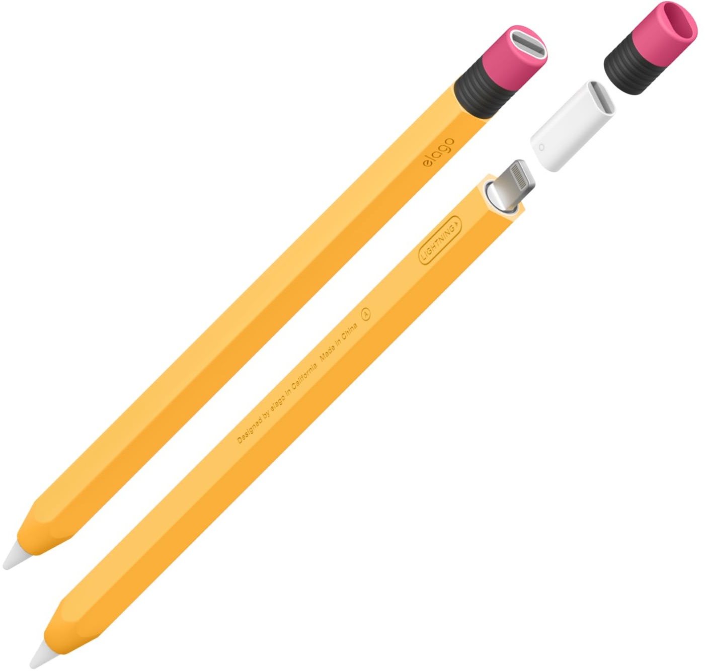 elago Klassische Hülle Kompatibel mit Apple Pencil 1. Generation Cover Hülle und Lightning-Adapter [Adapter Nicht im Lieferumfang enthalten], Schützende Silikonhülle