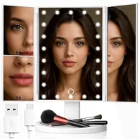 Retoo Kosmetikspiegel mit Beleuchtung LED Faltbar Schminkspiegel Vergrößerungsspiegel 2X/3X Vergrößerung Touchschalter Makeup Spiegel USB oder Batteriebetrieben 180° Drehbar Natürliche Lichter