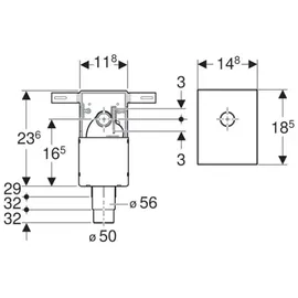 Geberit Set UP-Siphon für Waschbecken, Abgang horizontal Edelstahl gebürstet, 50-56mm (151.121.00.1)