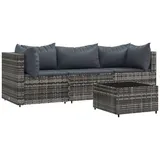 vidaXL Polyrattan Lounge-Set 4-tlg. grau inkl. Kissen 319767