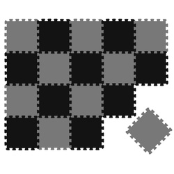 LittleTom Puzzlematte 18 Teile Baby Kinder Puzzlematte ab Null - 30x30cm, schwarz graue Kindermatte bunt|grau|schwarz
