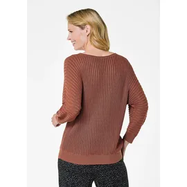 GOLDNER Rippenpullover mit Fledermausärmeln Cognac L