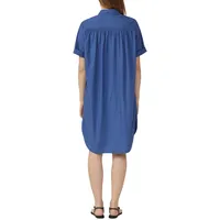 s.Oliver Blusenkleid Oversized Smok-Detail Blau 38