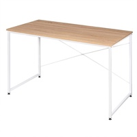 WOLTU Schreibtisch Computertisch Büromöbel Bürotisch Arbeitstisch aus Holz und Stahl, mit Ablage 120x60x70 cm Weiß+Hell Eiche