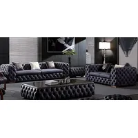 JVmoebel Polstergarnitur Sofagarnitur 3+ 2 Couch Sofa Set Garnitur Polster Leder Schwarz, Made in Europa schwarz