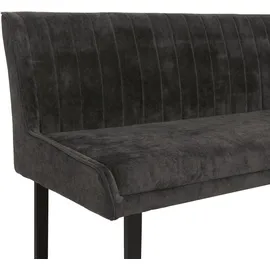 Mendler Eckbank HWC-O82, Esszimmerbank Bank, Öko-Tex (310g/m2) Chenille Stoff/Textil Metall 159x210cm ~ dunkelgrau