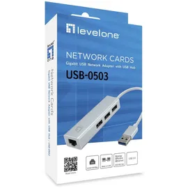 LevelOne Netzwerkadapter USB-Hub 3-Port Wake-on-LAN USB-0503 V3