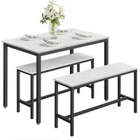 VASAGLE Esstisch, Küchentisch-Set mit 2 Bänken, 3er-Set, 110 x