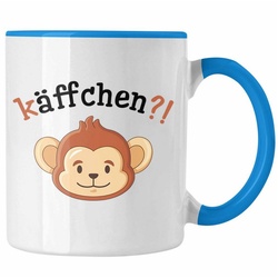 Trendation Tasse Trendation – Käffchen Tasse Geschenk Lustige Kaffeetasse mit Sprüchen Affe Grafik Büro Arbeit Tasse Kollege Kollegin blau