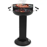 Holzkohlegrill edelstahl,Säulengrill,BBQ-Grill,inkl 5-fach höhenverstellbarem Grillrost, Lüftungsregler,Aschekasten und Aschekasten, für Camping, Garten, Schwarz 56 x 42,5 x 84 ø 39 cm