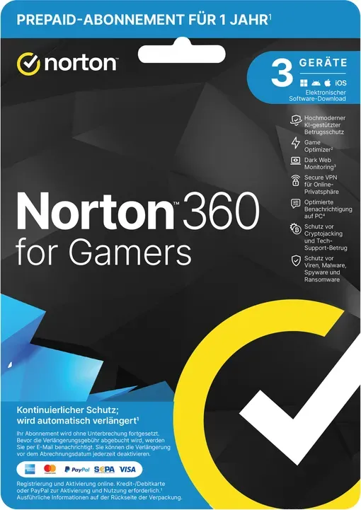 Norton 360 für Gamers 3 Geräte, 1 Jahr
