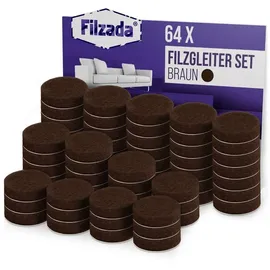 Filzada Filzada® 64x Filzgleiter Selbstklebend - Ø 20 mm (rund) - Braun - Profi Möbelgleiter Filz Mit Idealer Klebkraft