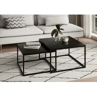 home collective Couchtisch 2er Set quadratisch weiß aus Holz Wohnzimmertisch Modern Beistelltisch Set 2 in 1 mit Metallgestell für Wohnzimmer Büro Loft Design Twin - Weiß