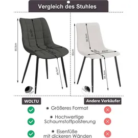 Woltu Esszimmerstuhl Leinen dunkelgrau 4er Set
