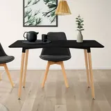 ML-Design Esstisch Schwarz aus Holz, 120x70x74,5 cm Rechteckiger Esszimmertisch für 4-6 Personen, Skandinavisch Küchentisch, Wohnzimmertisch mit Buchenholzbeine, Schreibtisch Retro, Esszimmer Tisch