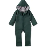 Hofbrucker Baby Walkoverall aus 100% Merino Wolle, kuschelig warmer Wollwalkanzug von Herbst bis Frühling (62-68, Waldgrün) - 62-68