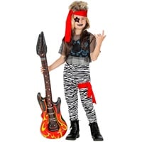 W WIDMANN MILANO Party Fashion - Kinderkostüm Rockstar, Tank Top, Netzshirt, Hose, Gürtel, Beinband, Bandana, 80er Jahre, Karneval, Mottoparty