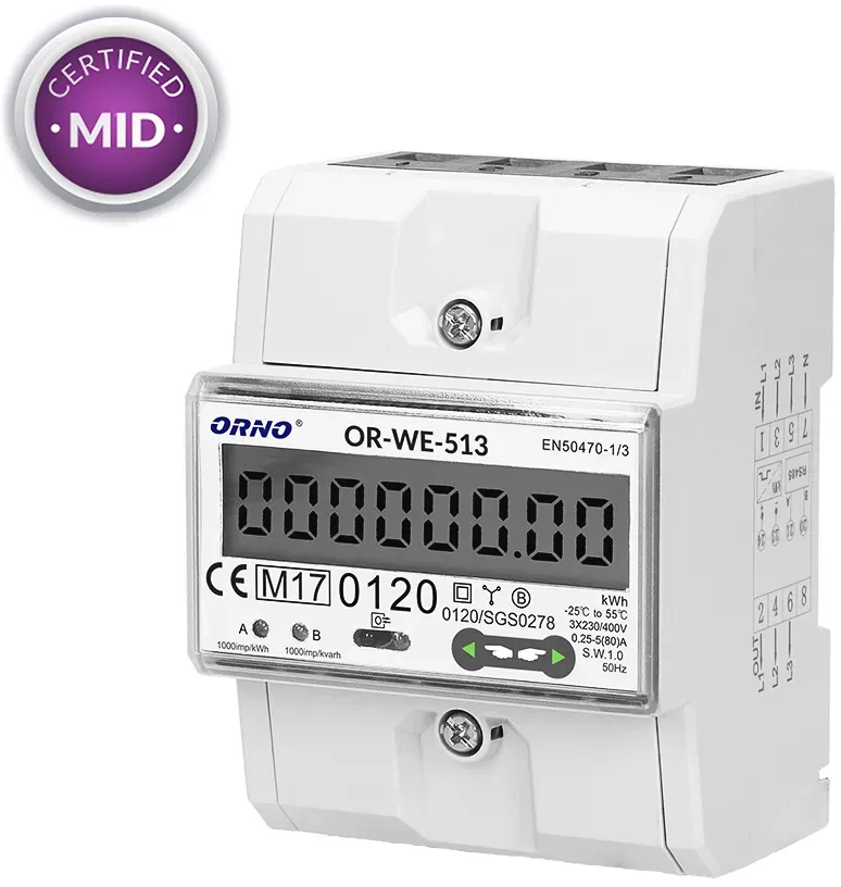 ORNO-POLSKA ORNO OR-WE-513, Elektronisch, PlugIn einfügen, Ausgangsleistung, kWh