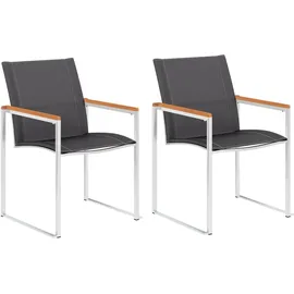 vidaXL Gartenstuhl 60,5 x 75,5 x 85 cm grau 2 St.