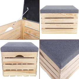 Creative Deco Sitzhocker gepolstert 50 x 40 x 35 cm Beige
