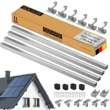 SOLAFIX® Balkonkraftwerk Halterung Ziegeldach - Dachmontage Set für 2 Solarmodule 30-45 mm Rahmenhöhe - Solar Halterung Ziegeldach mit EASY-CLICK-Klemmen & Höhenverstellbaren Dachhaken