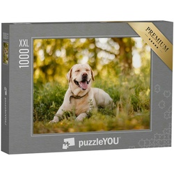 puzzleYOU Puzzle Puzzle 1000 Teile XXL „Goldener Labrador Retriever im Park“, 1000 Puzzleteile, puzzleYOU-Kollektionen Hunde, Labrador