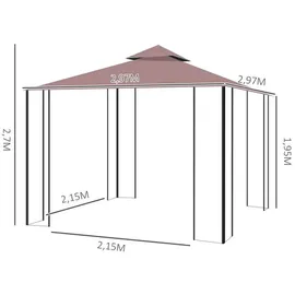 Outsunny Gartenpavillon 3 x 3 m kaffeebraun/weiß