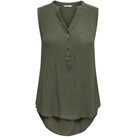 ONLY Damen Top Blusen Shirt | Langes V-Ausschnitt Regular Fit Oberteil | ohne Ärmel ONLJETTE, Farben:Olive, Größe:34