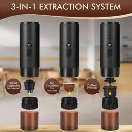eirolace 3-in-1 Mini Espressomaschine 20 Bar schwarz
