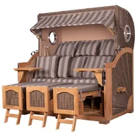 Bene living Strandkorb Komplettset Ammersee Grande XXL Teak Bullauge