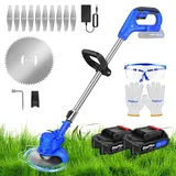 21V Akku-Rasentrimmer - 6 Zoll Schnittbreite, Akku-Rasentrimmer mit Akku und Ladegerät, 2 x 1500mAh Akku, 3-in-1 rasenkantenschneider mit 90° drehbarer Trimmerkopf