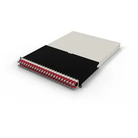 PATCHBOX patchbox.one / 30RU / STP (1,8 m) mit 24 Kassetten, Patchkabel Cat. 6a, U/FTP, PoE, Kabel rot